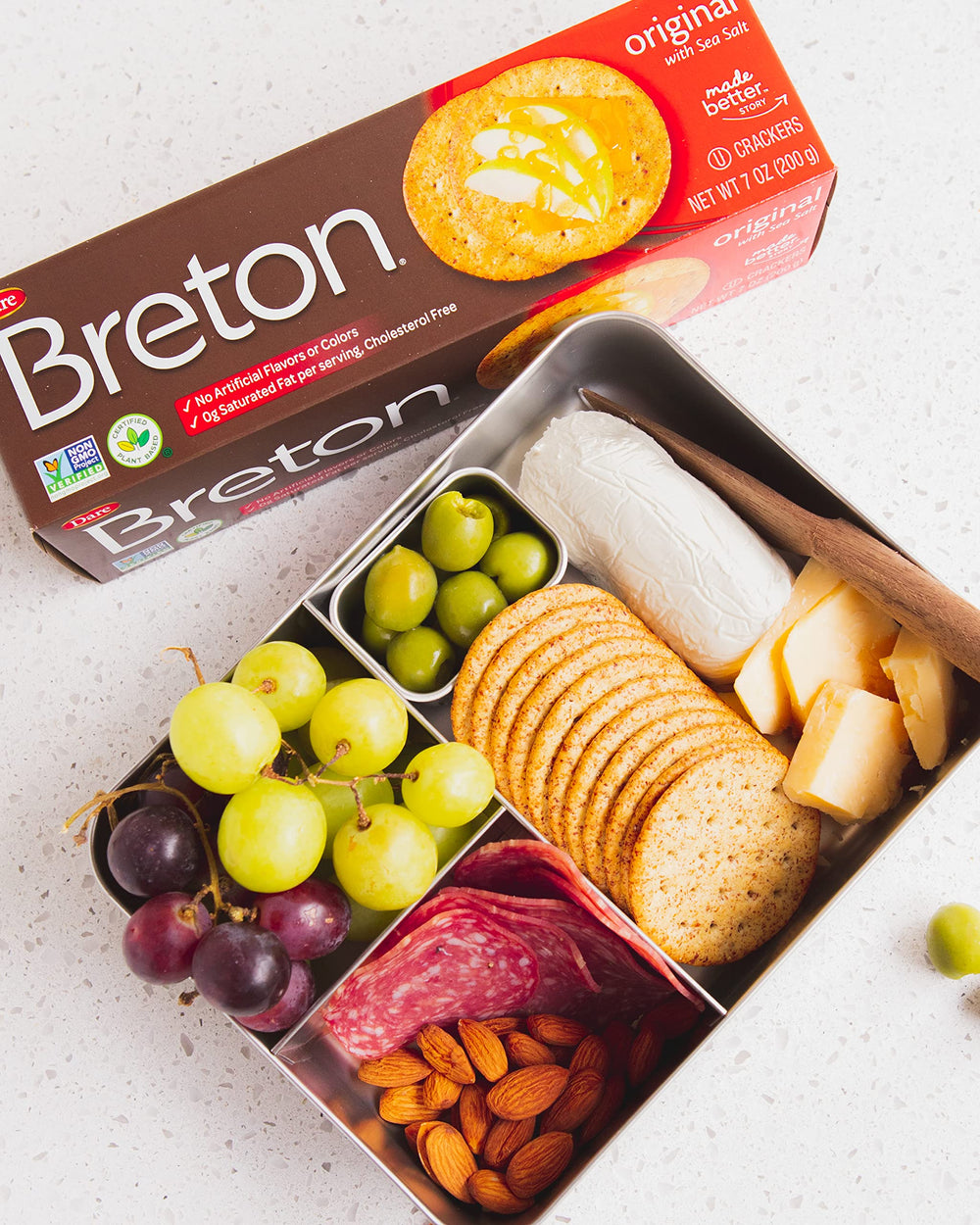 Breton Original Crackers kitchen snack setup, easy hosting option
