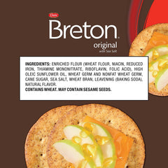 Breton Original Crackers on cheese slice, ideal pairing for cheeses