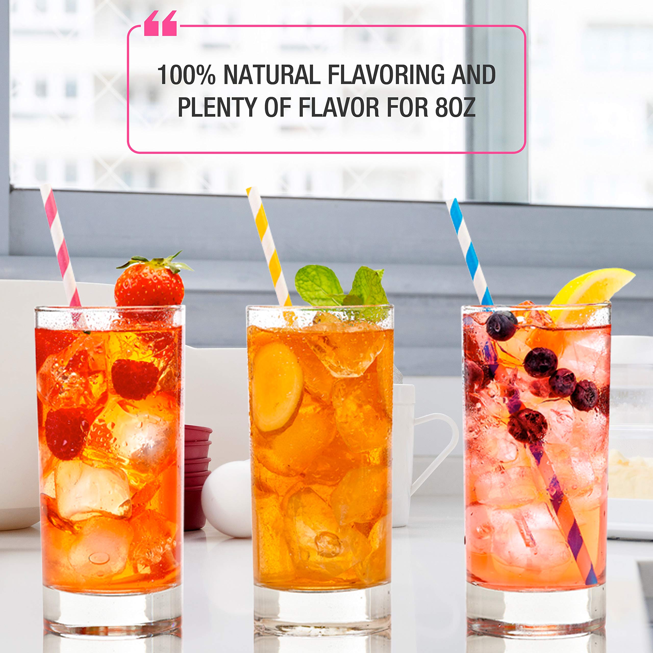Brew La La green tea cup showcases raspberry notes for hot or iced tea.
