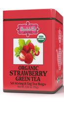 Brew La La Organic Green Tea strawberry tin shows premium packaging and flavor