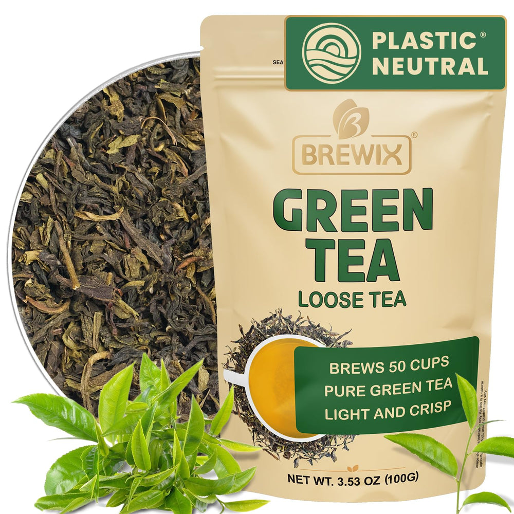 BREWIX Green Tea Darjeeling leaves showcase vibrant aroma for daily rituals.