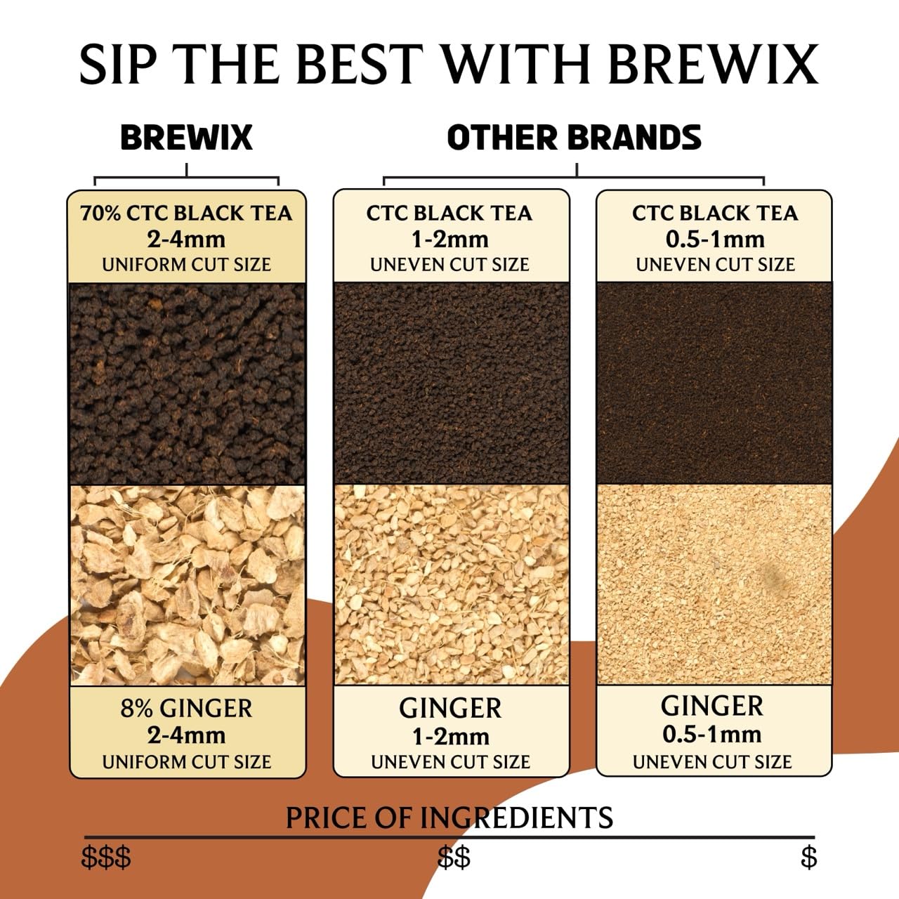 BREWIX Masala Chai ingredients close-up showing cardamom, cloves, and spices.