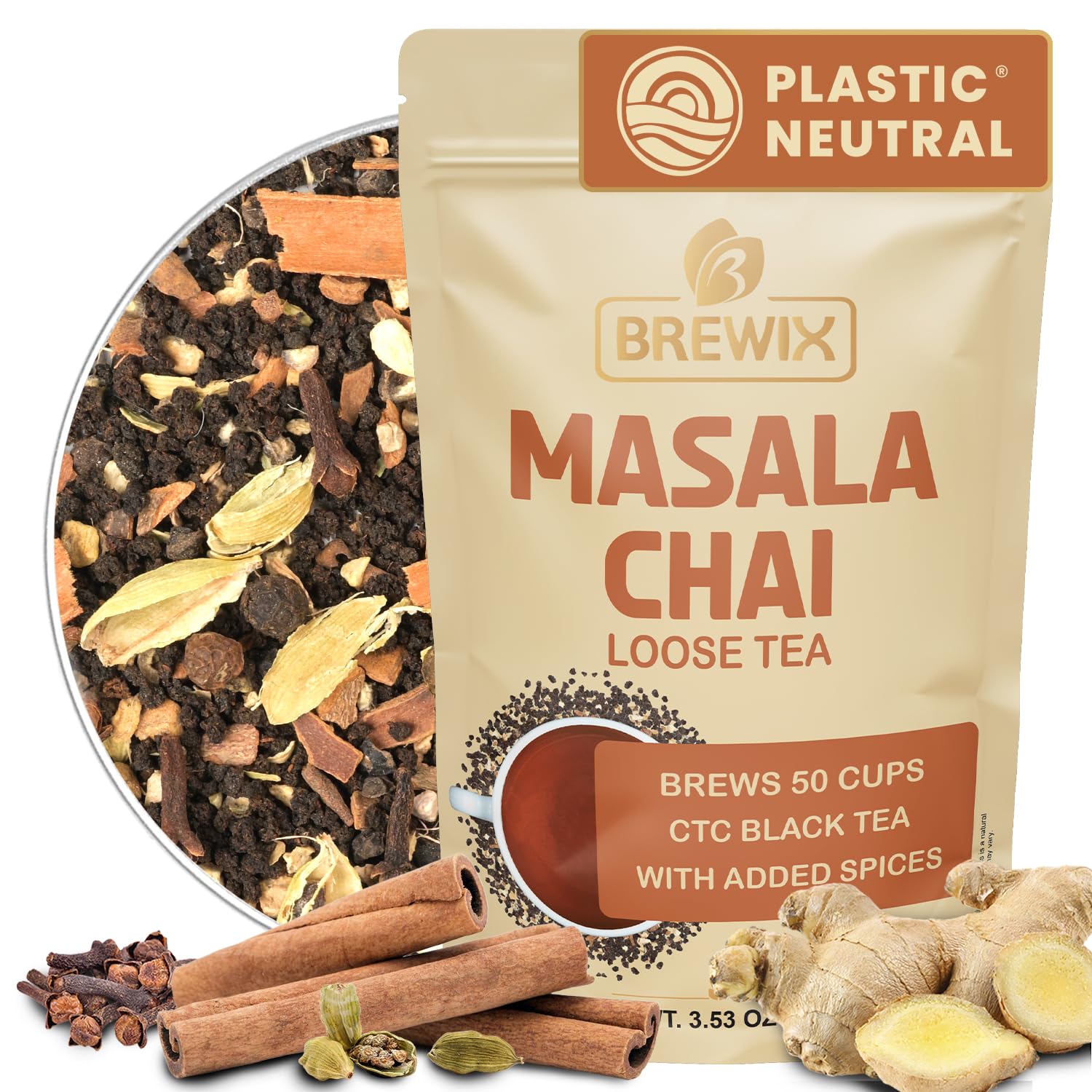 BREWIX Masala Chai loose leaf tea ready to brew for a bold cup.