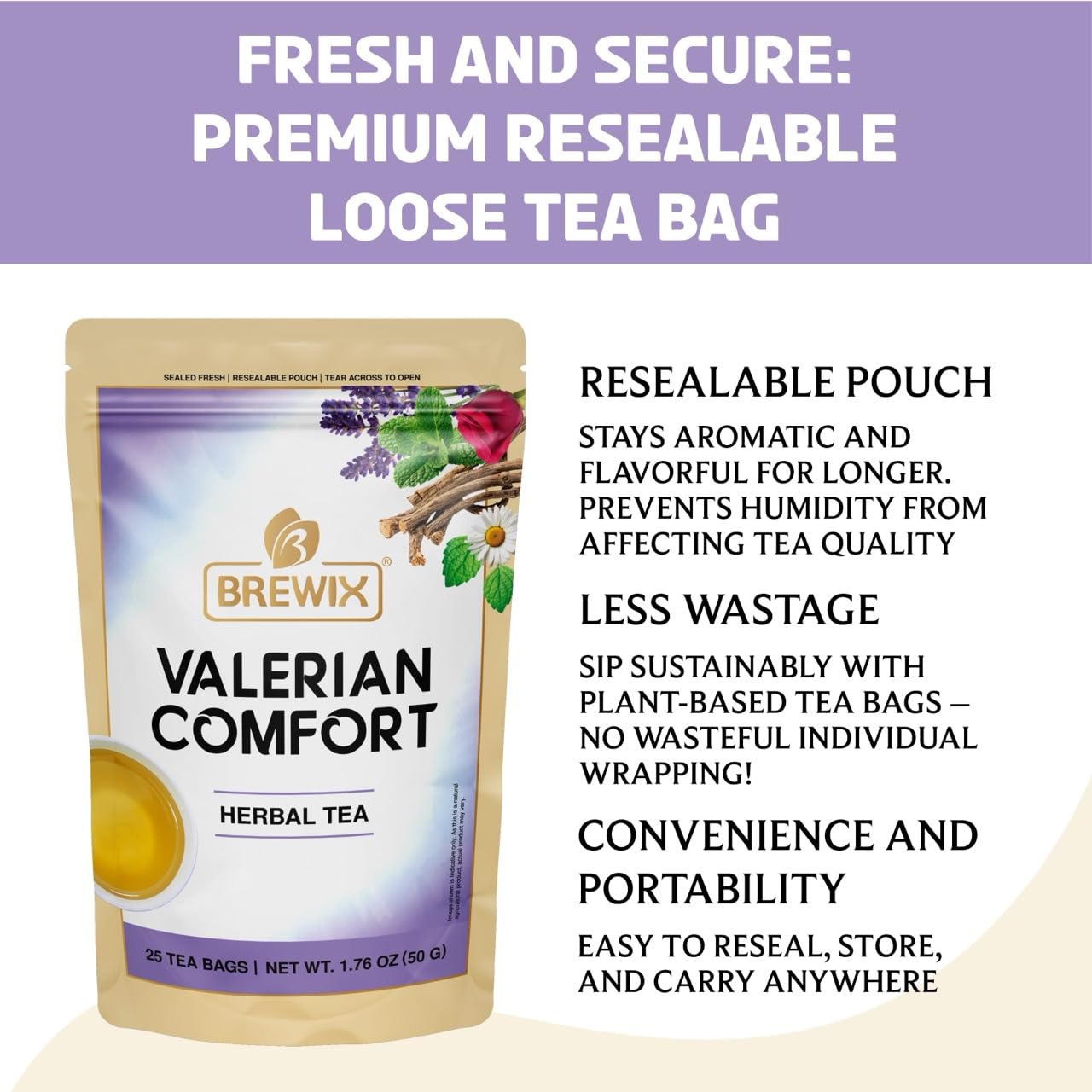 BREWIX Valerian Comfort Tea evening ritual for relaxation without caffeine