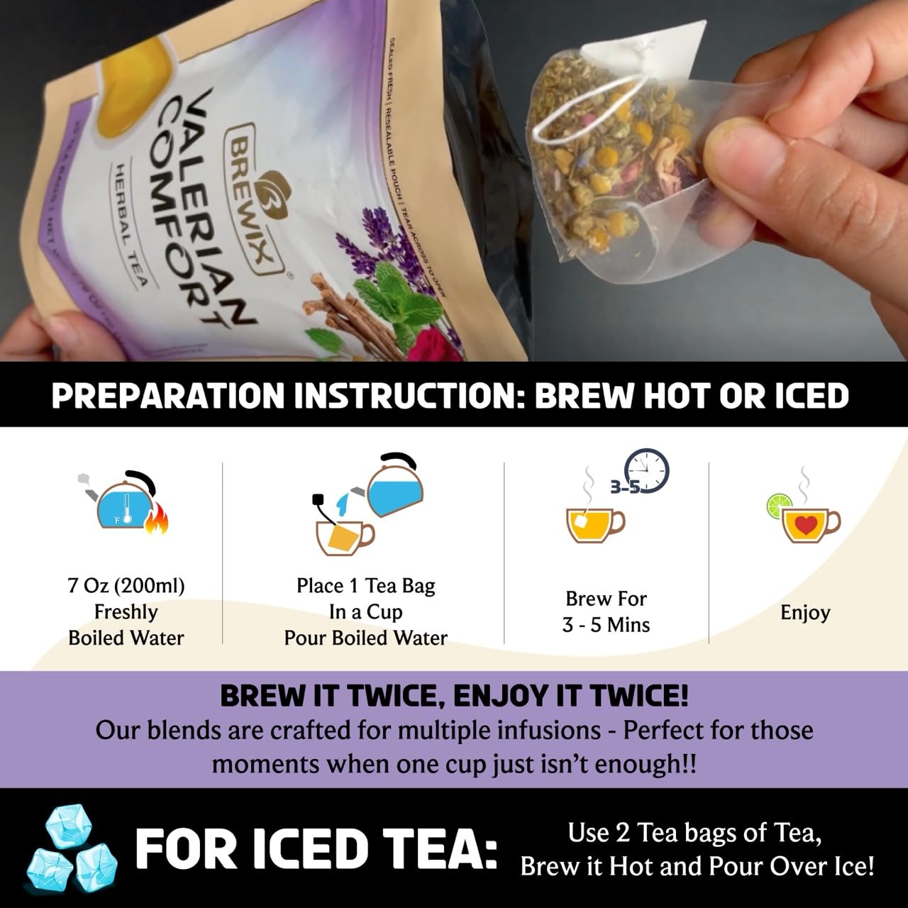 BREWIX Valerian Comfort Tea packaging box ready for gifting and easy purchase