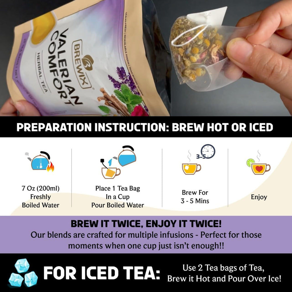 BREWIX Valerian Comfort Tea packaging box ready for gifting and easy purchase