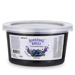 BREXONIC blueberry popping boba pearls close-up with fruity burst