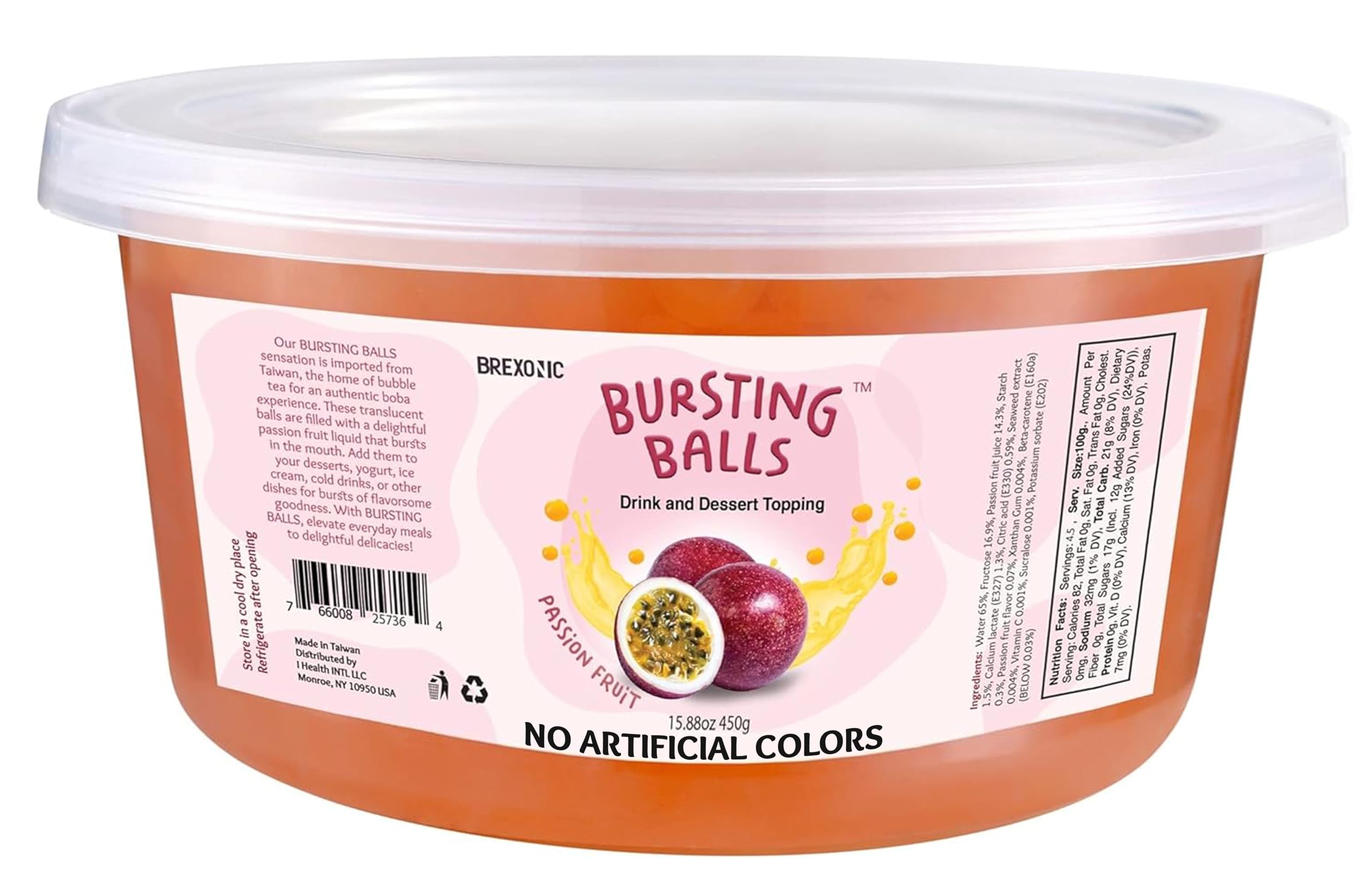 Brexonic passion fruit popping boba pearls packaging for home bubble tea