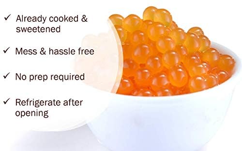 Brexonic passion fruit popping boba pearls in tea bubble ready to sip