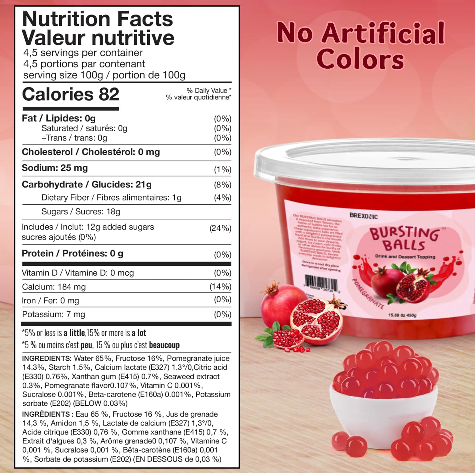 Close-up of translucent BREXONIC popping boba with fruity center