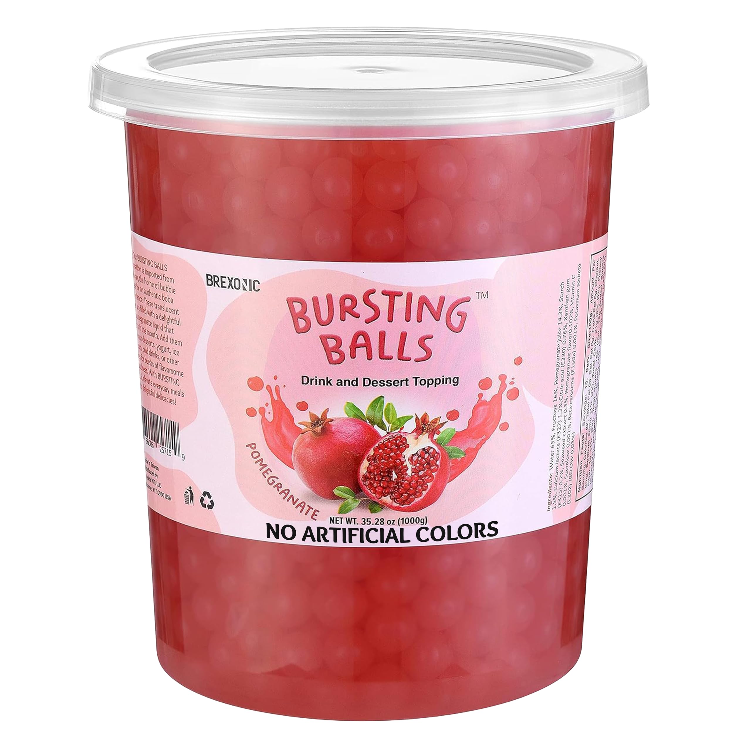 BREXONIC popping boba pearls strawberry – vibrant topping for refreshing bubble tea at home.