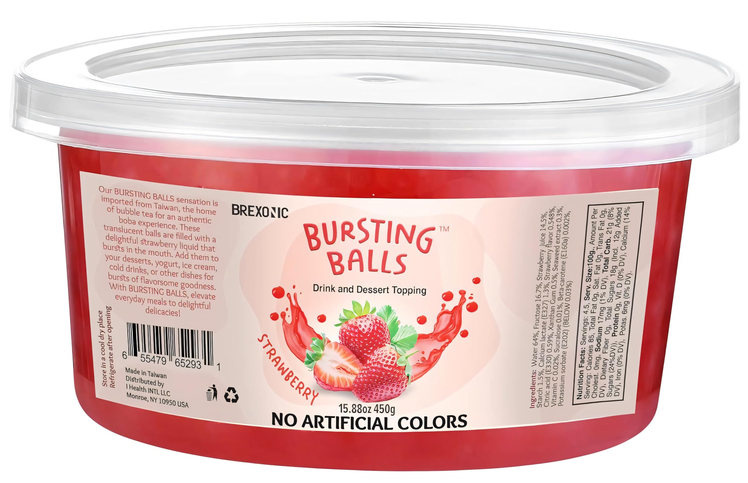 Brexonic strawberry boba pearls ready to use for bubble tea.
