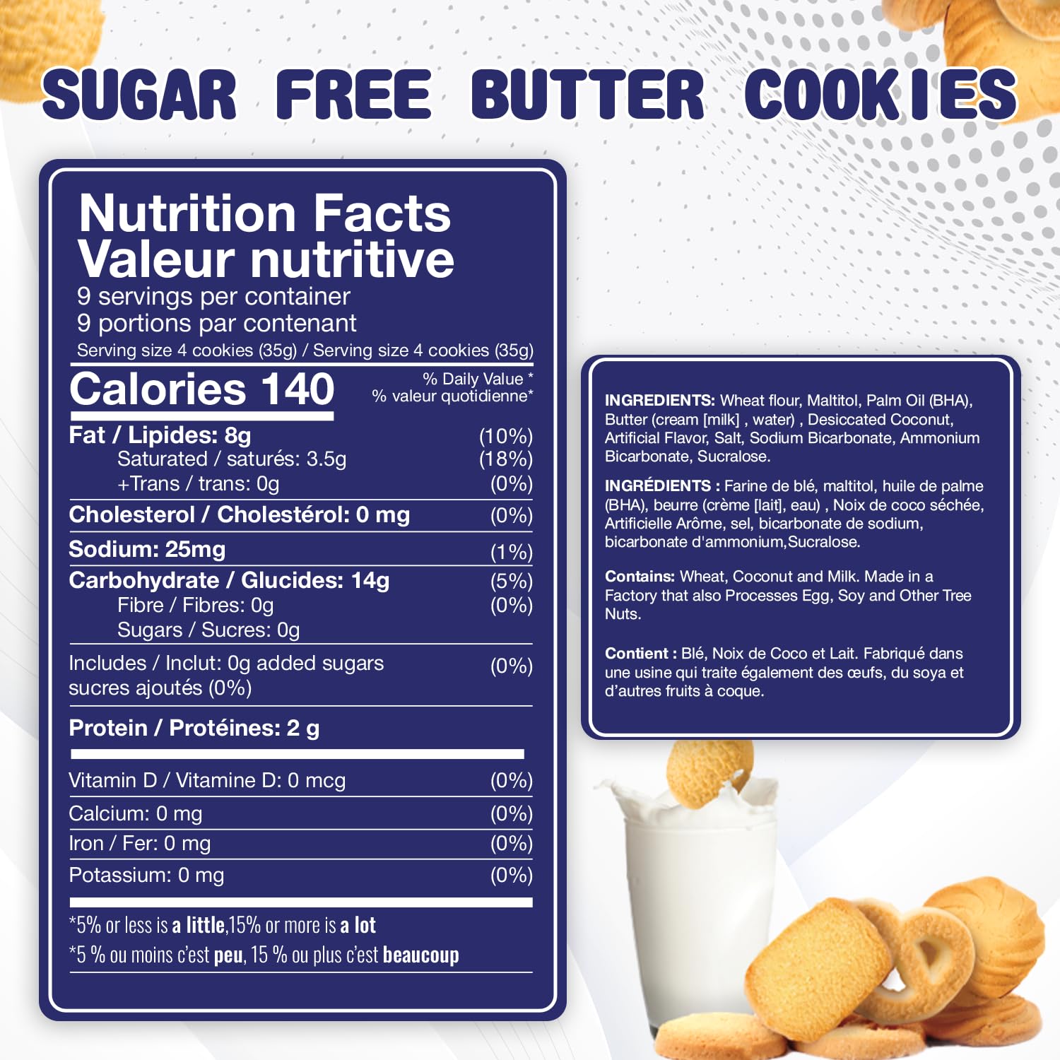 BREXONIC Sugar Free Butter Cookies close-up reveals crisp edges and creamy butter crumb
