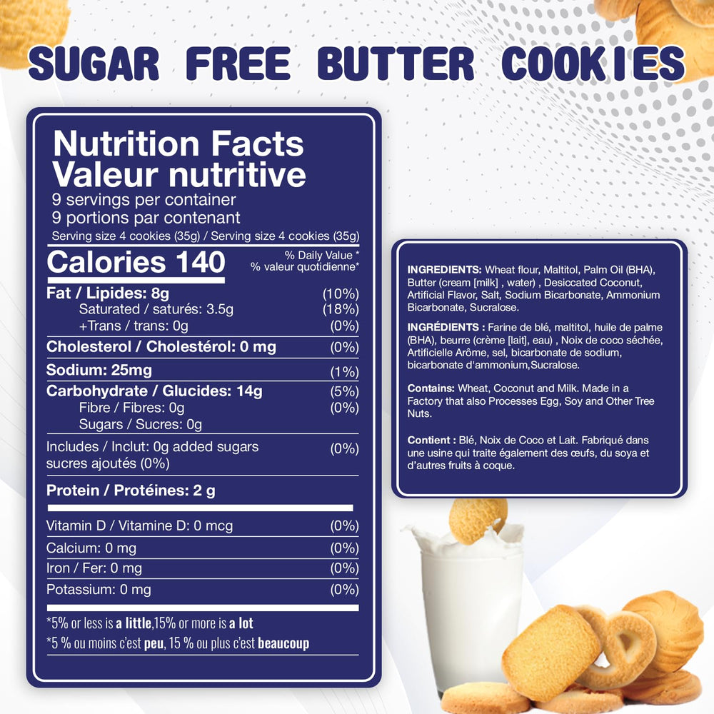 BREXONIC Sugar Free Butter Cookies close-up reveals crisp edges and creamy butter crumb