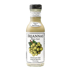 BRIANNAS Champagne Vinaigrette bottle sits on the counter, ready to elevate salads.