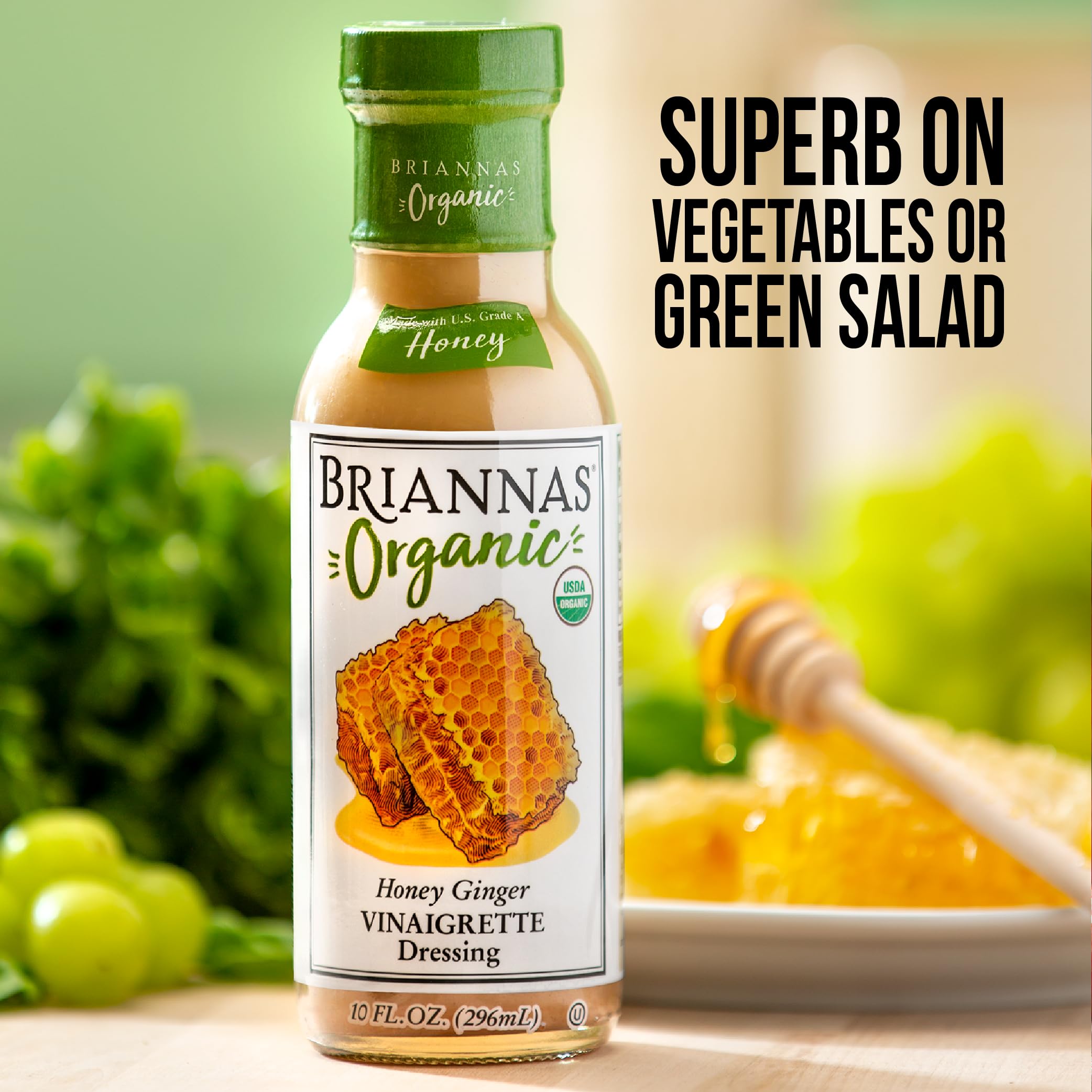 BRIANNAS Organic Dressing label highlights kosher and organic certification