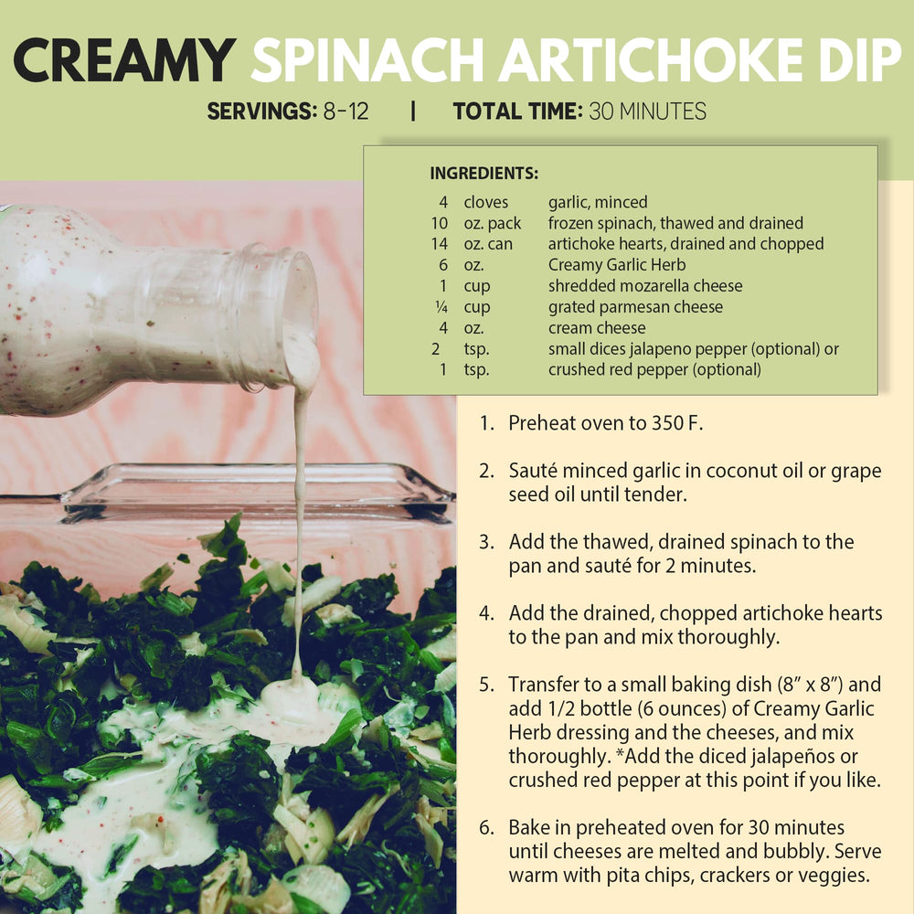 Brick House Creamy Garlic Herb Vinaigrette in a bowl shows creamy texture for dairy-free use.