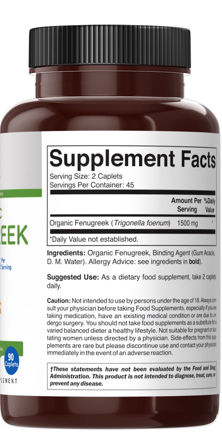 Brieofood Fenugreek label highlighting gluten-free and organic certification.