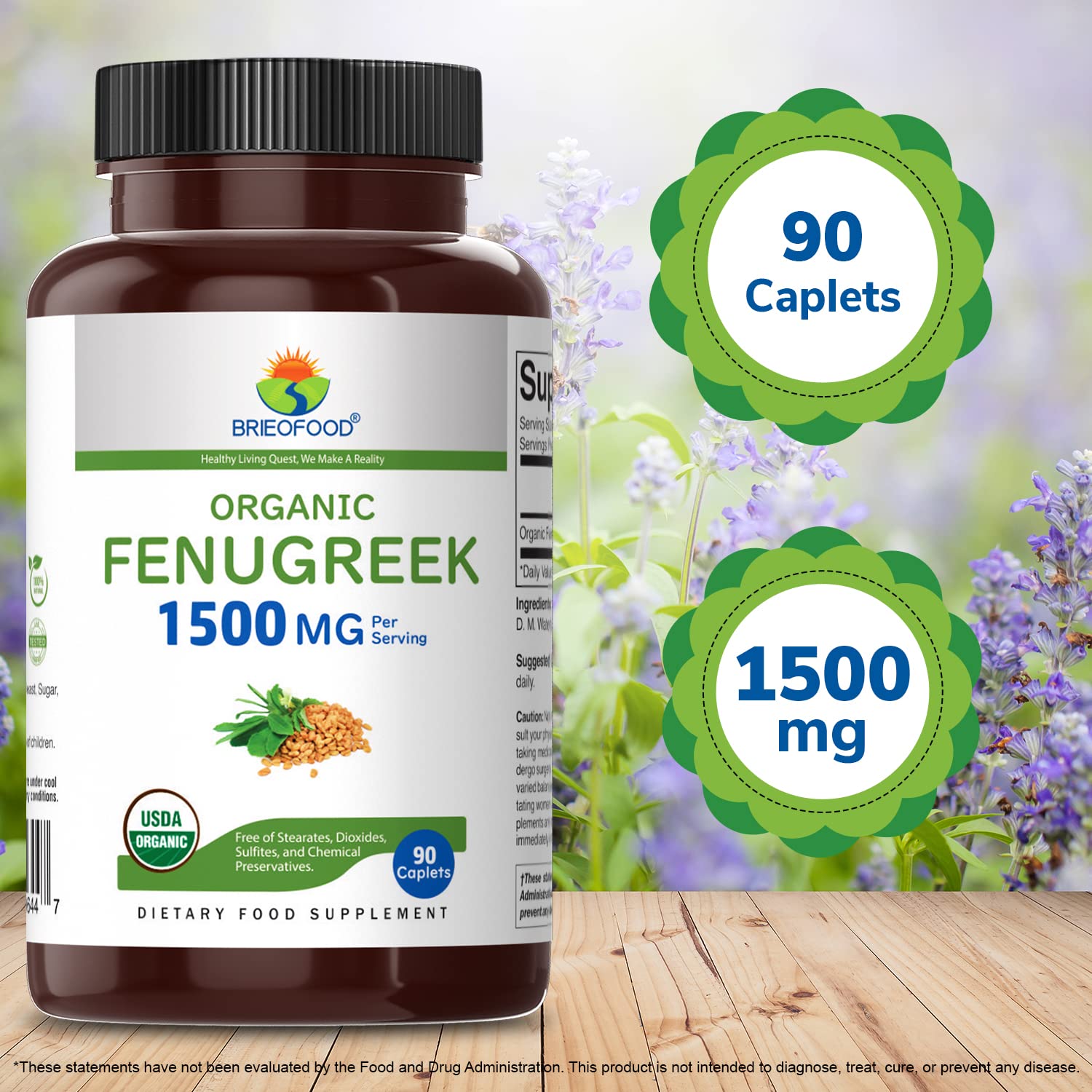 Brieofood Fenugreek pack on shelf ready to support healthy living.
