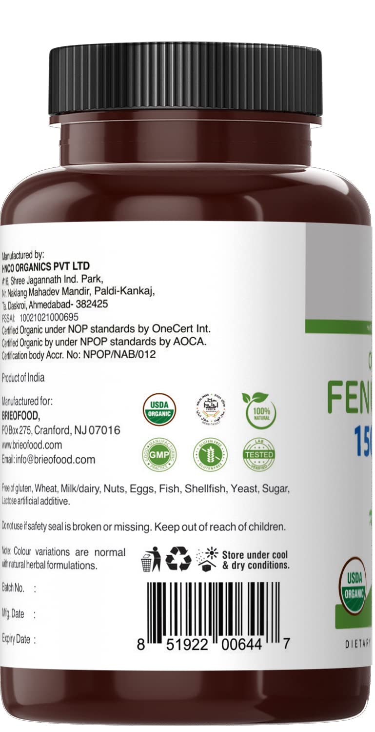 Brieofood Fenugreek GMP facility tag shows quality manufacturing standards.