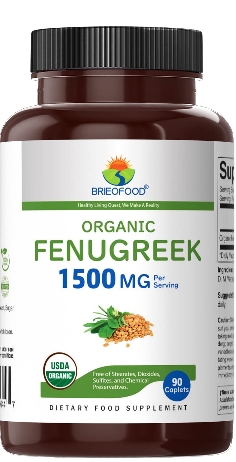 Brieofood Fenugreek vegetarian tablets for convenient daily supplementation.