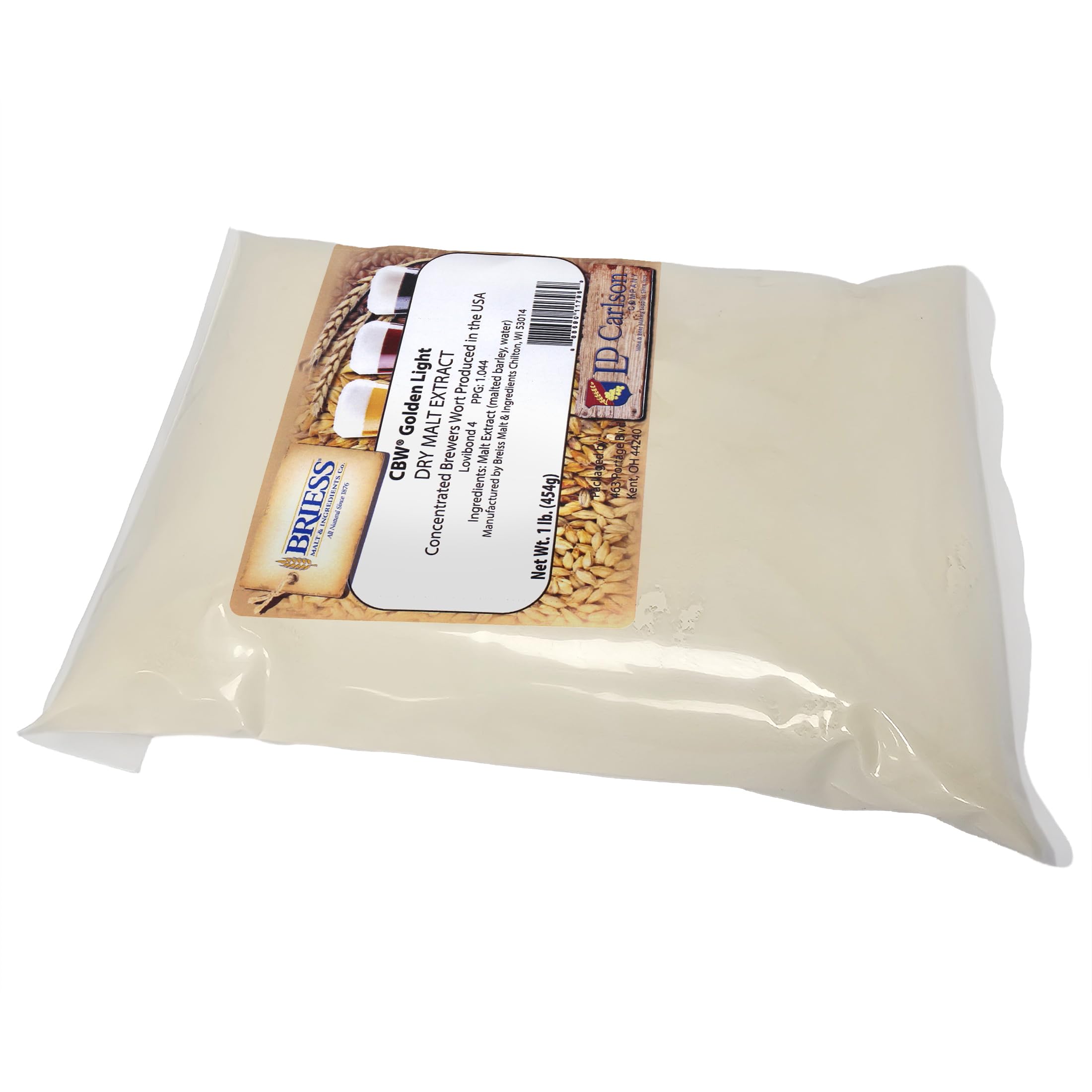 Base Malt and Carapils ingredients shown in Briess formula