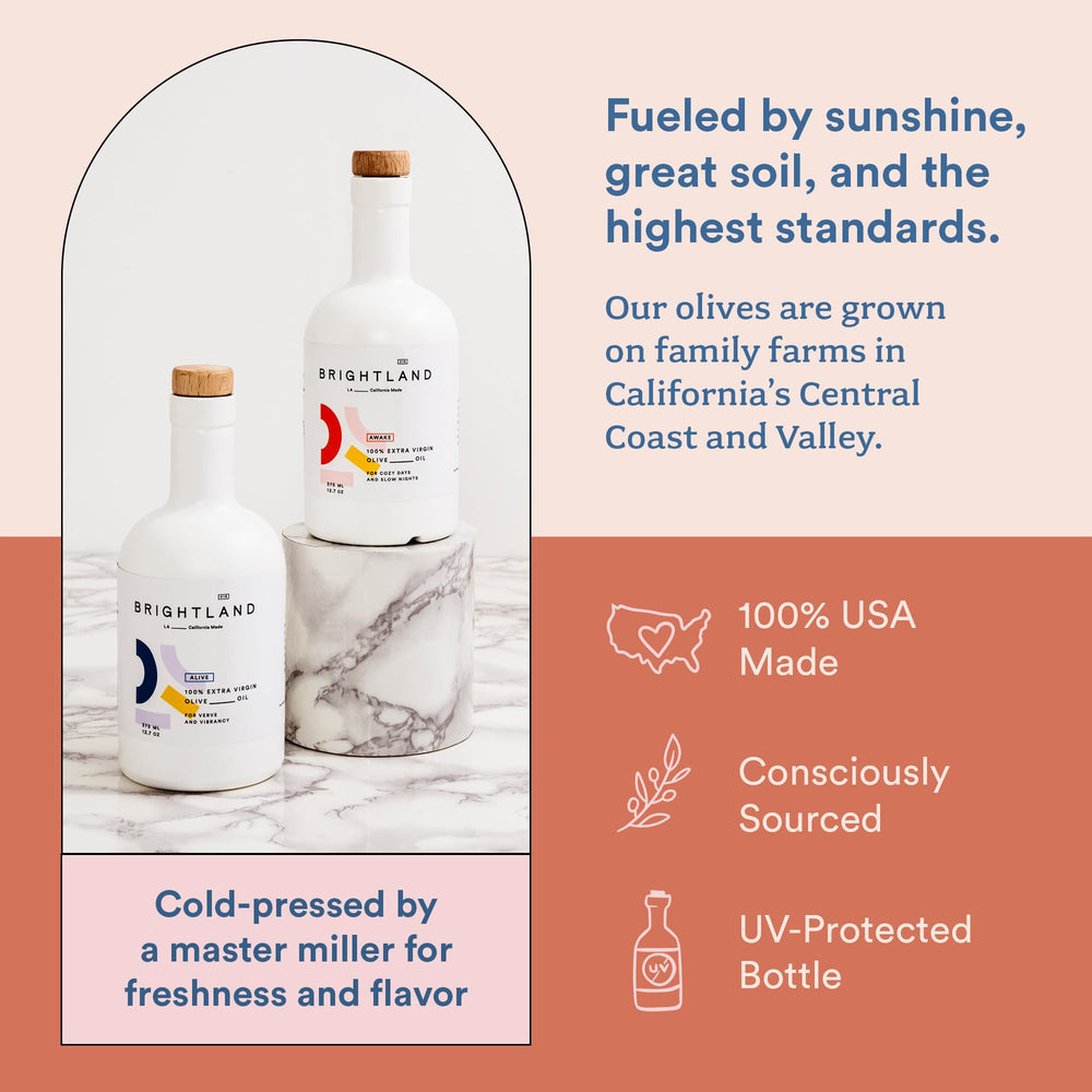 Brightland Alive bottle pour for greens and desserts