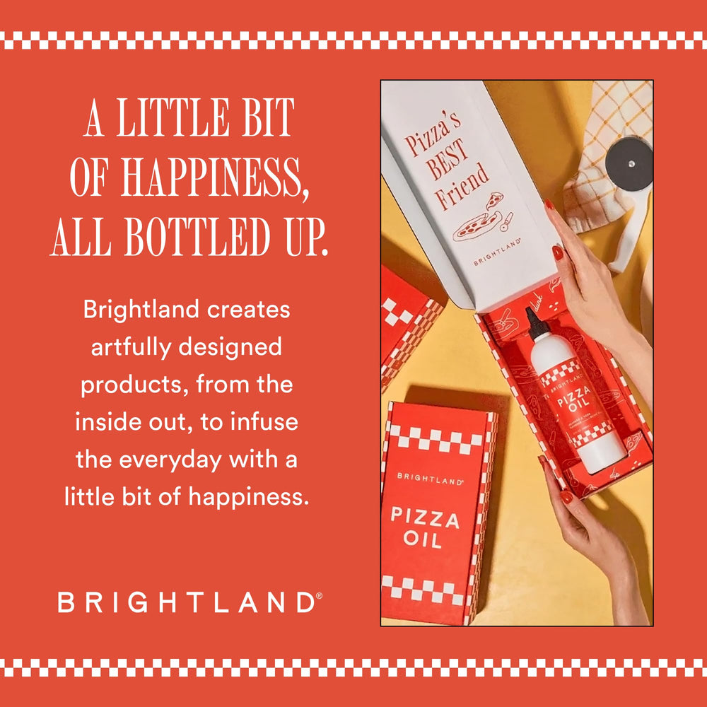Brightland Pizza Oil gift-ready bottle signals premium, plant-based savor