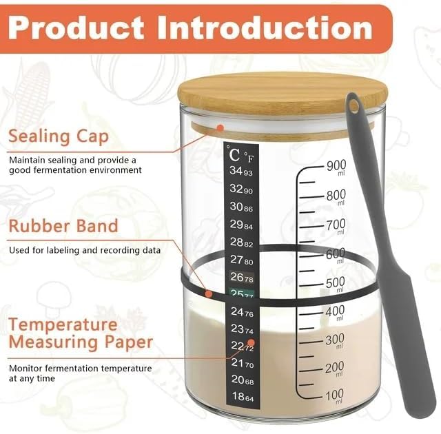 BRIRILINE Pro Sourdough jar with cloth cover for controlled fermentation on the counter.