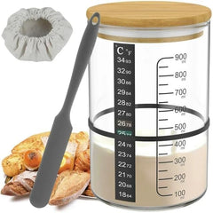 BRIRILINE Pro Sourdough jar with funnel opening for mess-free starter transfers.