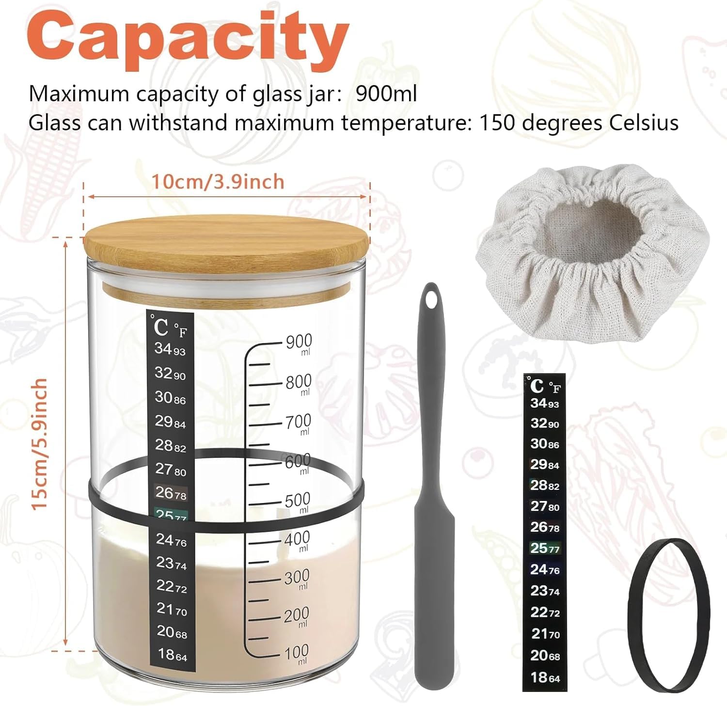 BRIRILINE Pro Sourdough jar with silicone cover for fridge storage and stability.