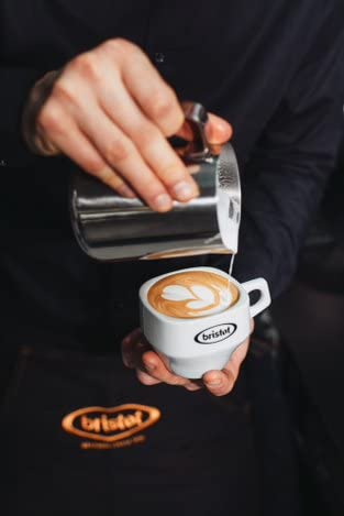 Steaming espresso cup releasing Bristot aroma