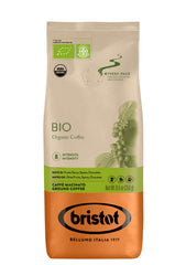Bristot Organic Ground Espresso packaging with USDA certification and rich aroma