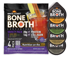 Brite Start Bone Broth Variety Pack with four convenient servings for quick meals