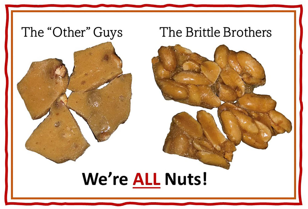 Golden brittle texture showing crisp, nut-rich bites from Brittle Brothers.