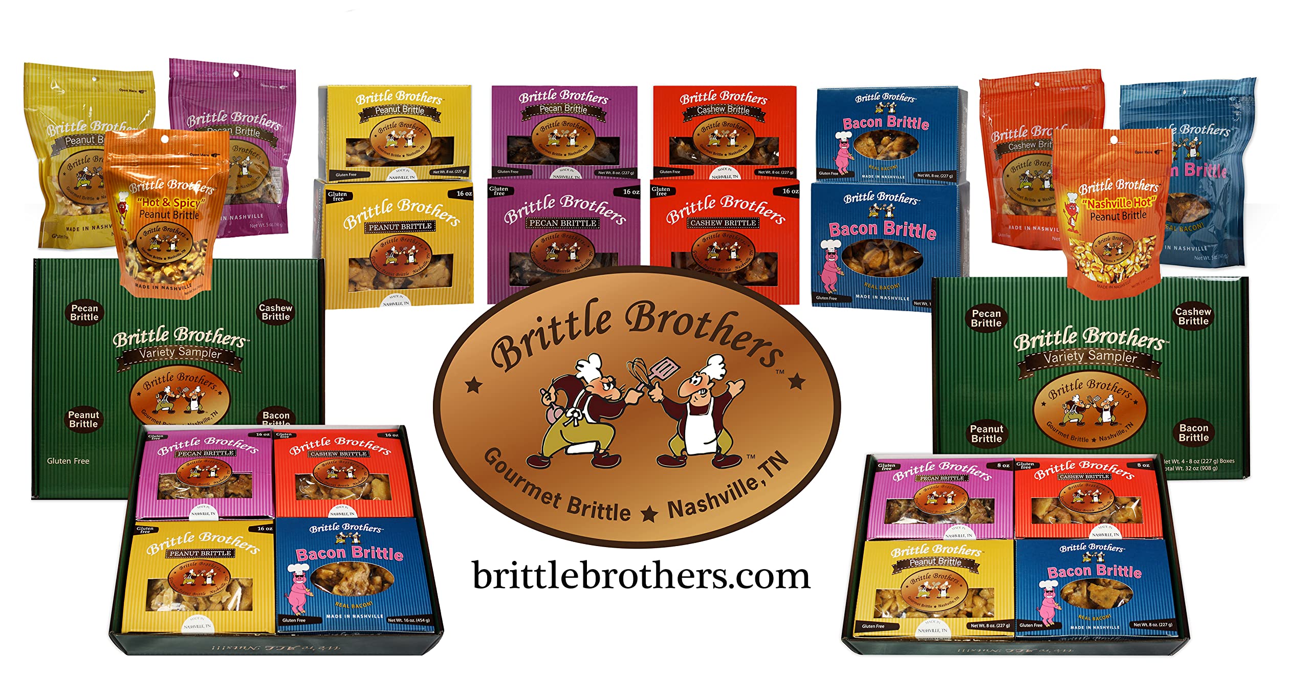 Brittle Brothers Made in USA label highlights domestic production.