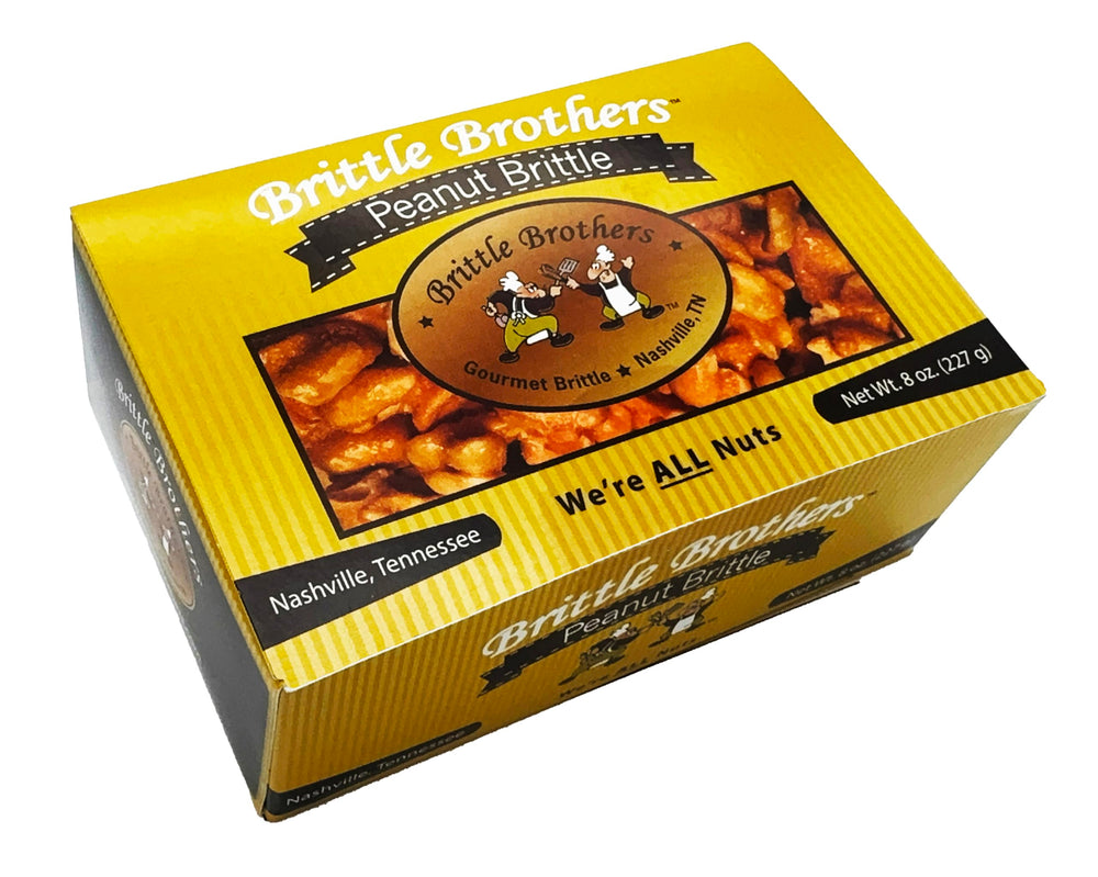 Brittle Brothers Peanut Brittle 8 oz Gift Box, ideal for gifting.