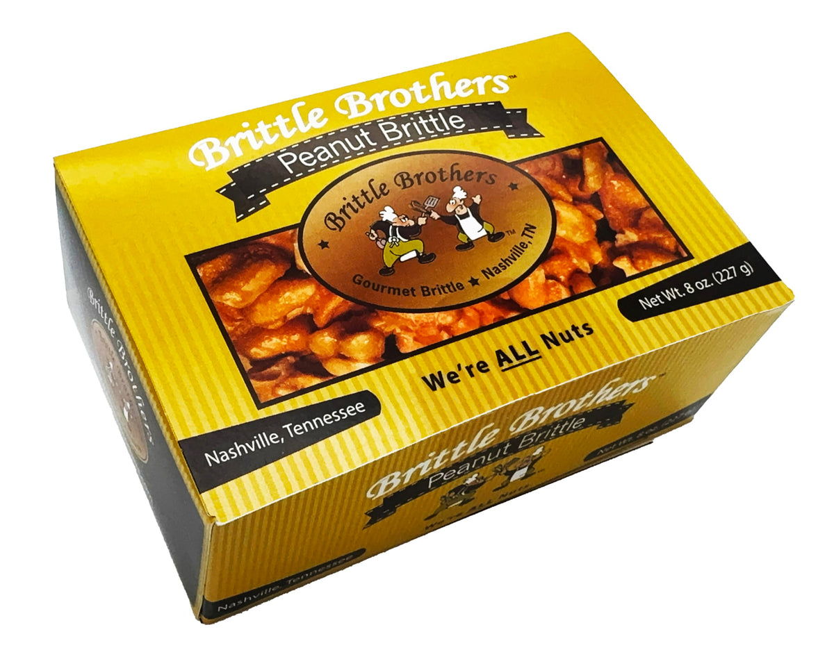 Brittle Brothers Peanut Brittle 8 oz Gift Box, ideal for gifting.