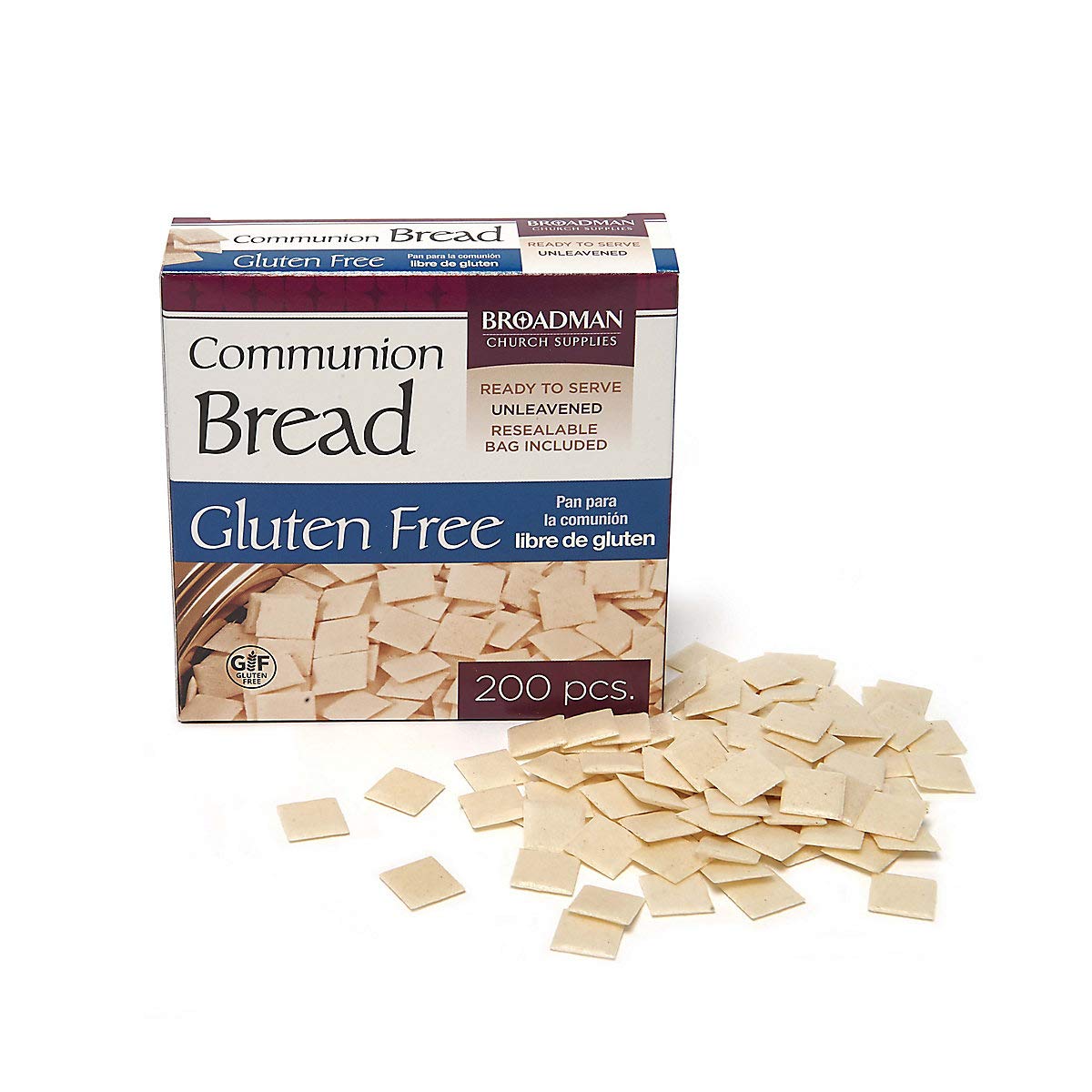 Serving tray-ready Broadman gluten-free communion bread slices