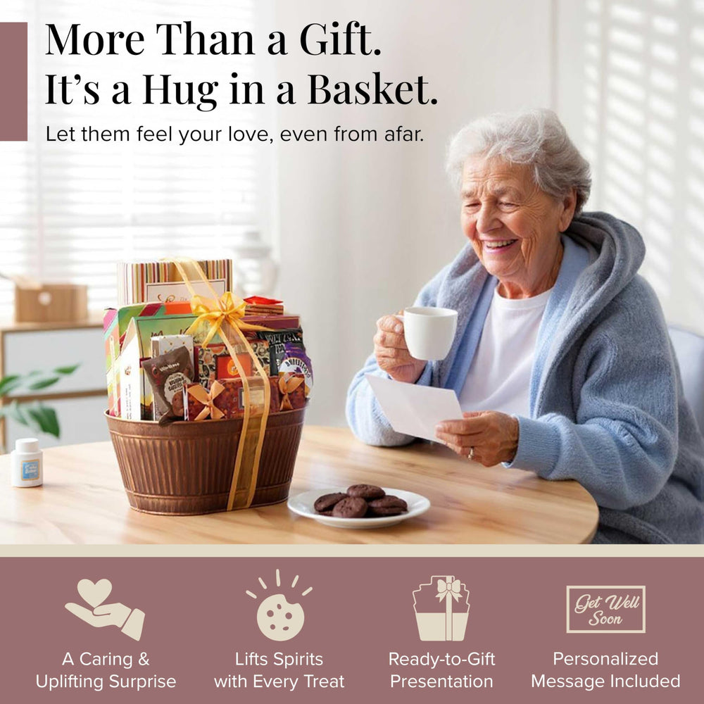 Broadway Basketeers bestseller snacks assortment including cookies and chocolates for recovery