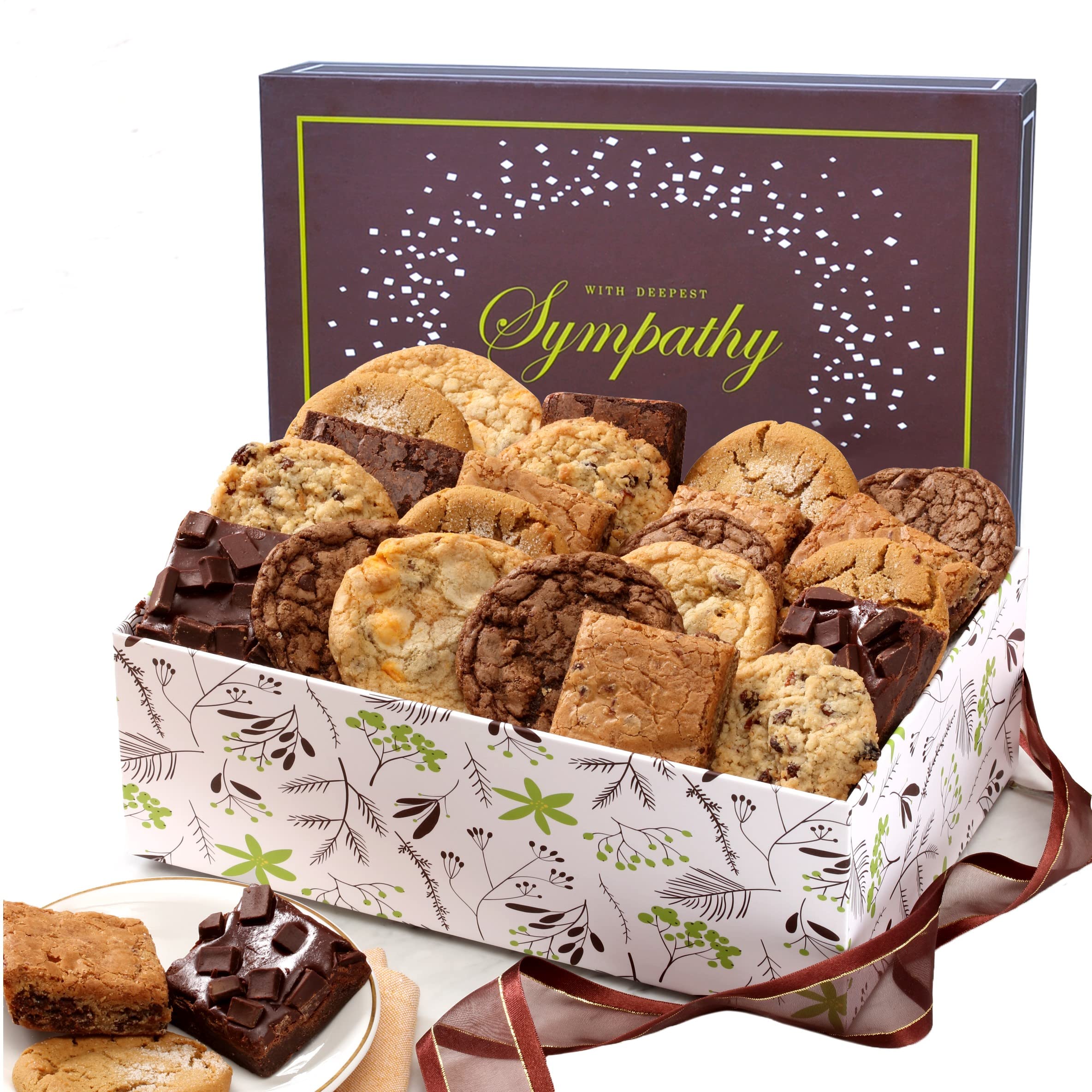 Broadway Basketeers condolence box with brownies and cookies for comforting gestures