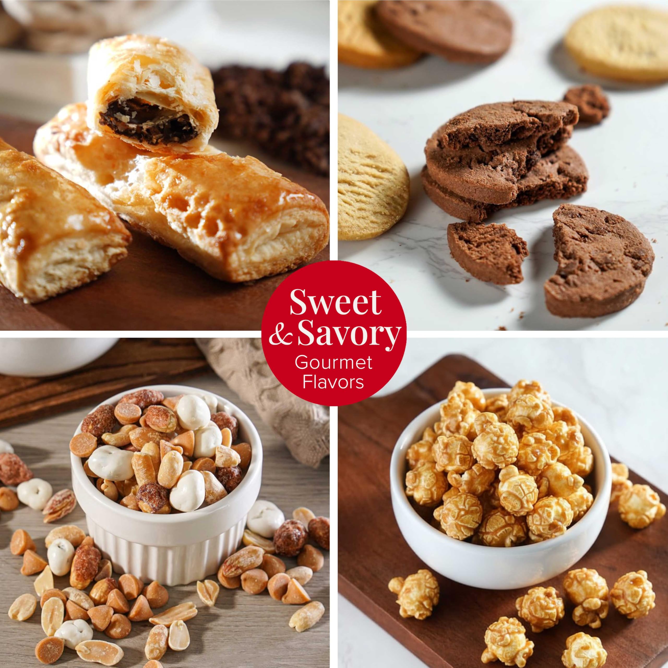 Broadway Basketeers Condolences snack assortment with nuts and trail mix.