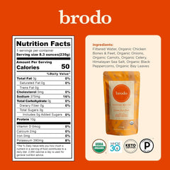 Brodo hearth bone broth pouch showing slow-simmered stock for cozy meals.