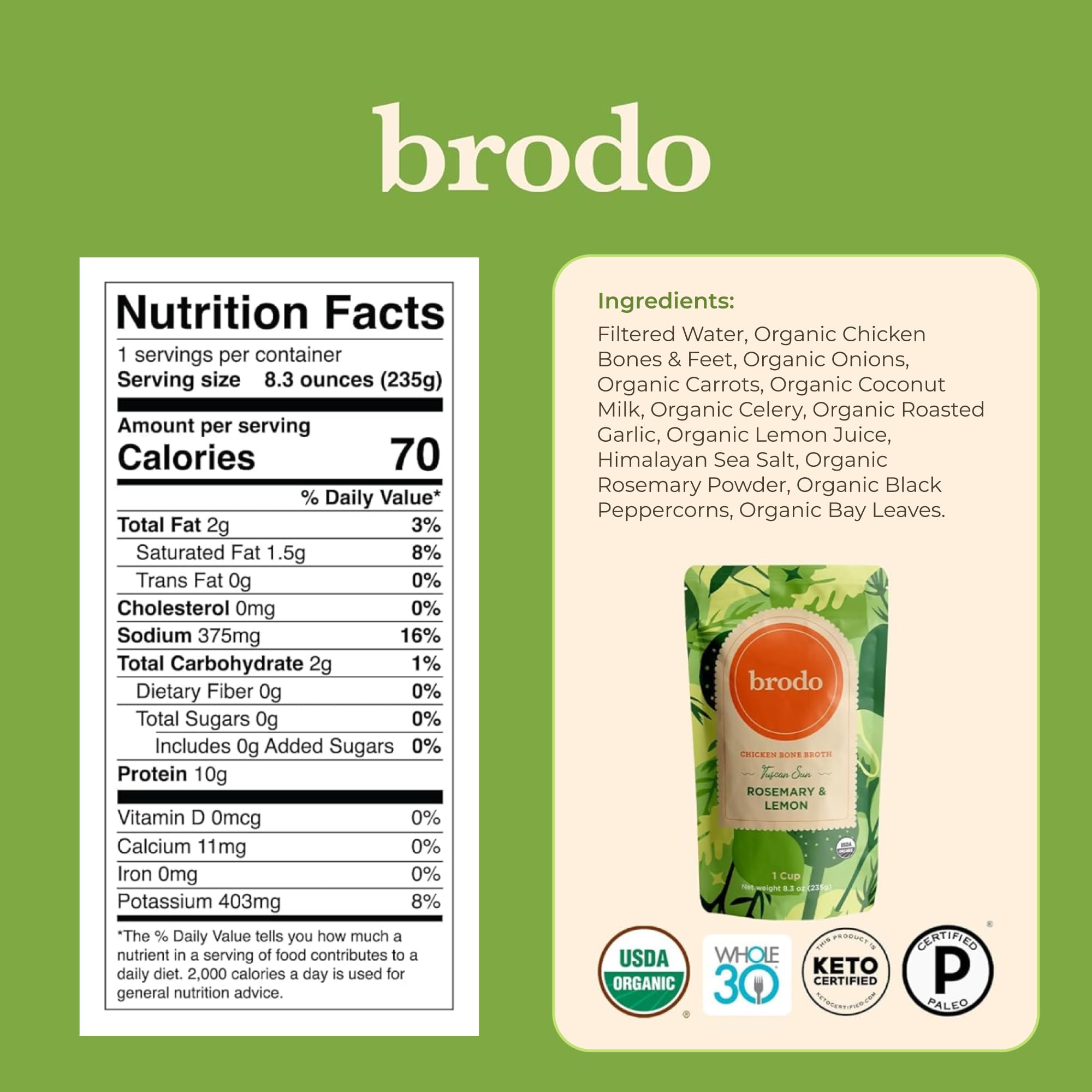 Brodo ingredients close-up: bones, vegetables, aromatics
