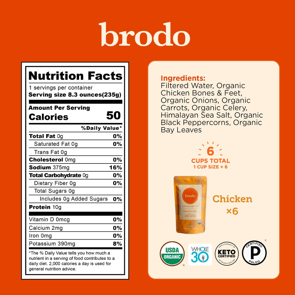 Brodo variety pack collection with six flavors for meal planning