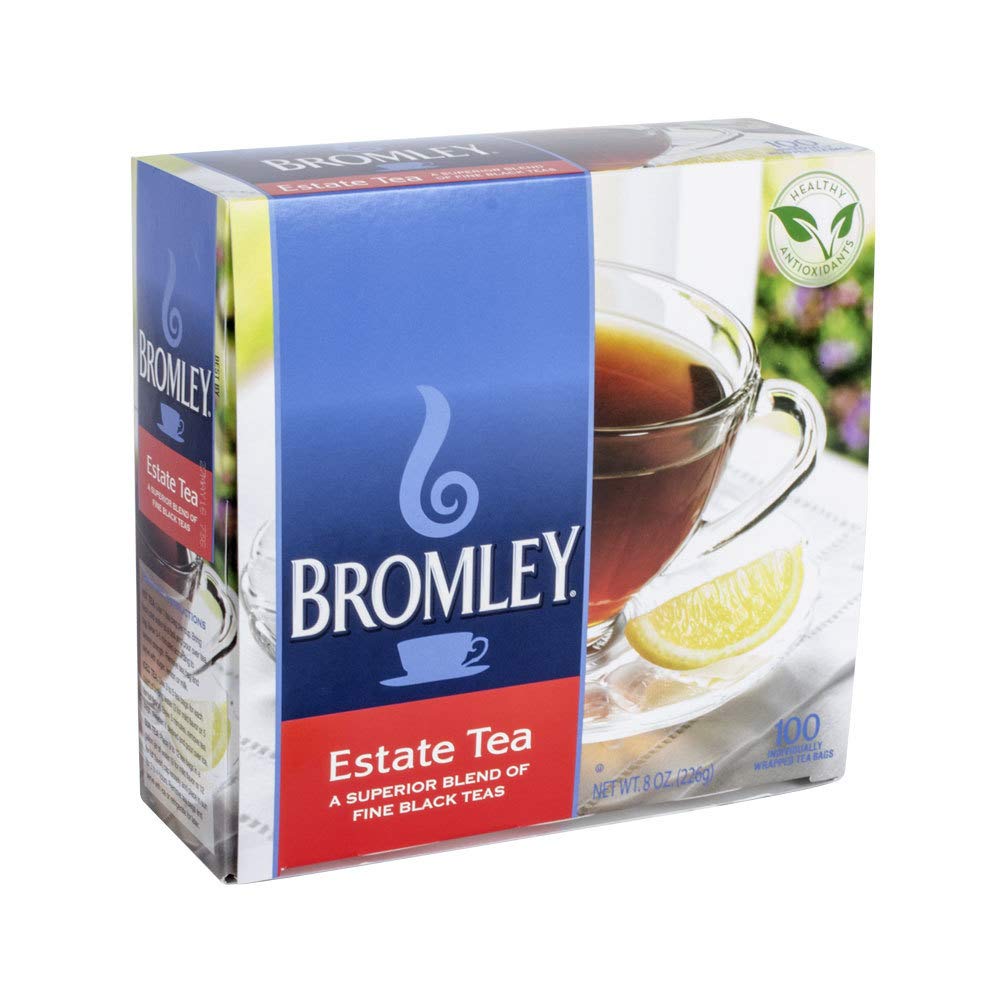 Bromley Estate Tea Blend box and cup for a full-bodied morning ritual.