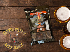 Bronco Billy's Flaming Hot bag open illustrates resealable design for freshness.