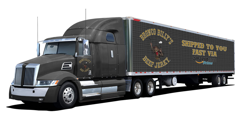 Bronco Billy's Maple Peppered jerky packaging featuring USA-made badge.