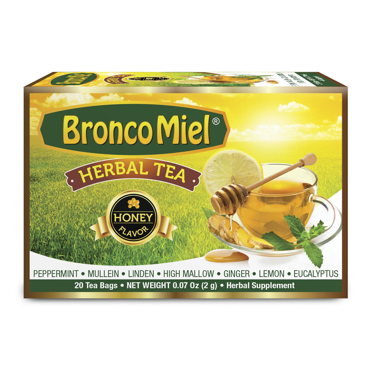 BRONCOMIEL tea bag honey-eucalyptus aroma delivers soothing flavor in every cup.