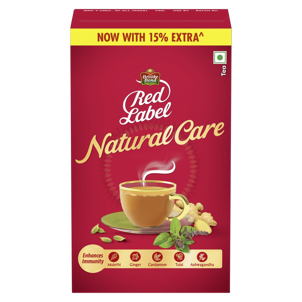 Brooke Bond Red Label Natural Care tea bag in cup for a comforting brew